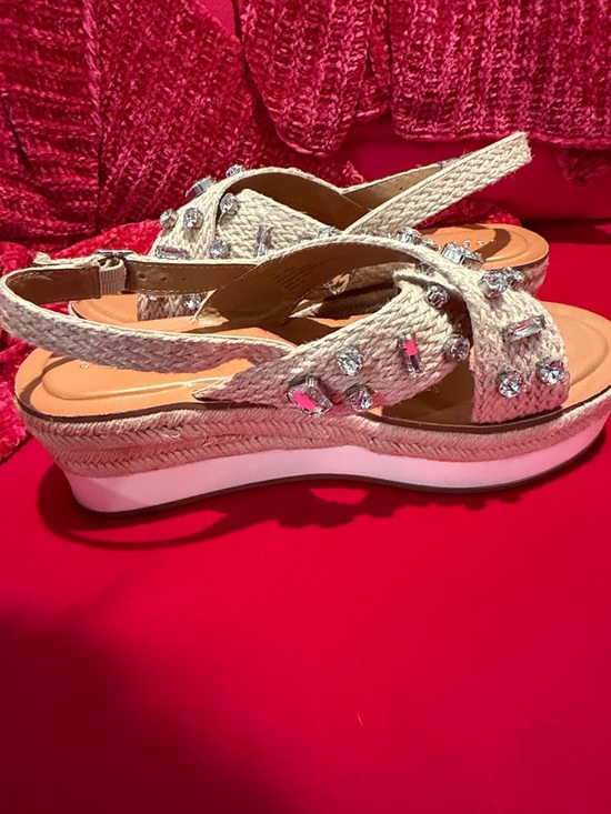 Copper Key Cream Jeweled Platform Slingback Sandals - Picture 3 of 9